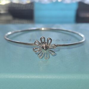 Tiffany & Co. Silver Flower Bangle Bracelet